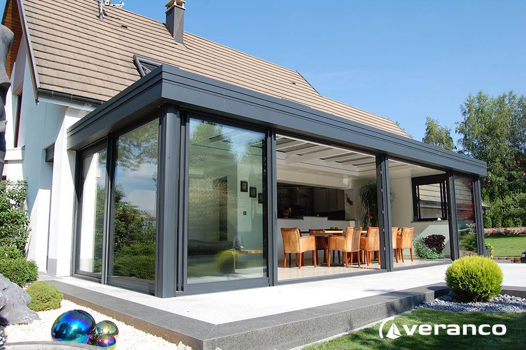 Veranda VERANCO en aluminium gris anthracite 