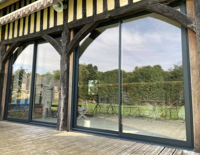 Baies coulissantes 2 vantaux RAL 7016